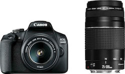 Canon DSLR Φωτογραφική Μηχανή EOS 2000D Crop Frame Kit (EF-S 18-55mm IS II + EF 75-300mm III) Black
