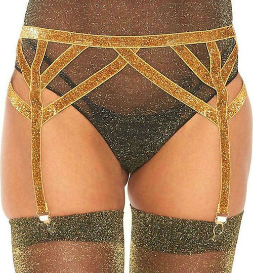 Leg Avenue Lurex Elastic Garter Belt Ζαρτιέρες Χρυσές