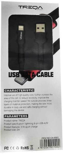Treqa CA-8562 Cablu Braided USB-A La Lightning Albastru 2m CA-8562