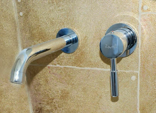 Ravelli Round Built-in Mixer & Spout Set for for Bathroom Sink 1 Exit Chrome
