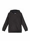 Fleece Kinder-Sweatshirt mit Kapuze und Taschen Schwarz