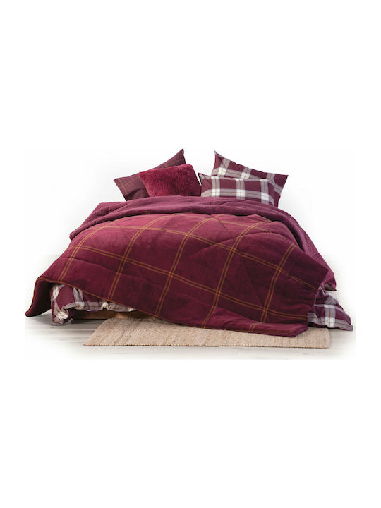 Nef-Nef Homeware Πάπλωμα Μονό με Γέμιση Hollowfiber 160x220εκ. Secure Bordo 300 GSM