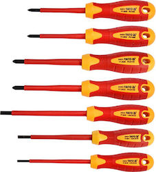 Yato Set 7 Electrician VDE 1000V Screwdrivers with 7 Interchangeable Tips