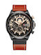 Curren Men's Watch 47mm Chronograph Battery with Orange Leather Strap