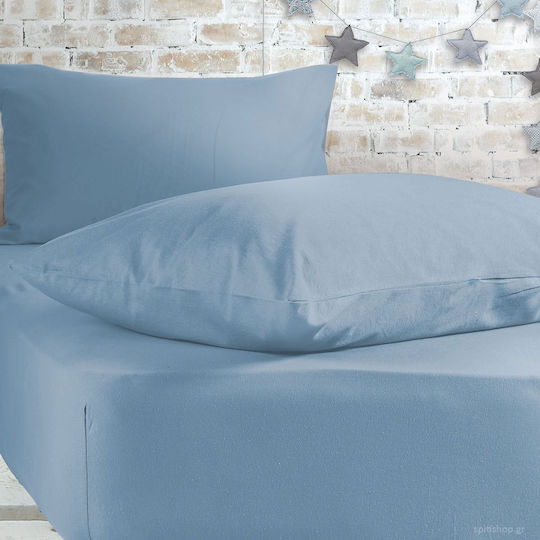 Nef-Nef Homeware Jersey Σεντόνι Διπλό με Λάστιχο 140x200+30εκ. 564 Sky