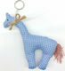 Christening Favor with Giraffe Keychain in Blue Fabric from