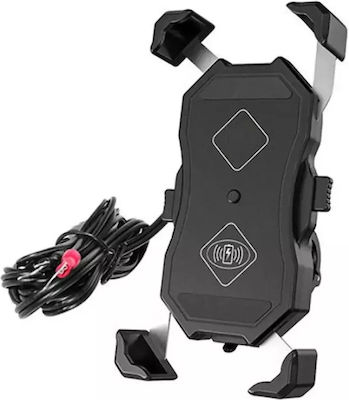 Kewig M11A Motorcycle Phone Mount with Adjustable Arm for Steering Wheel 3.5" to 7" for Bike/Bike with Wired (Quickcharge 3.0) and Wireless Charging (Qi 15W)