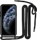Liquid Back Cover Σιλικόνης με Λουράκι Μαύρο (Redmi Note 8 Pro)