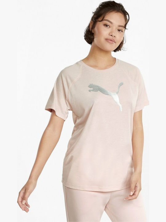 Puma Evostripe Γυναικείο Αθλητικό T-shirt Ροζ