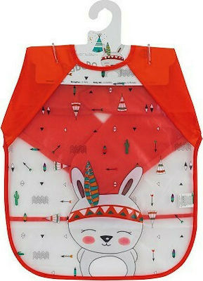 Interbaby Mangas Coverall Plastic with Hoop & Loop Fastener, Pocket & Sleeves Rojo