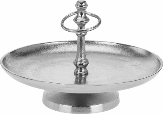 JK Home Decoration Metallic Dessert Tower Stand with 1 Tier Silver Ø21cmxY16cm
