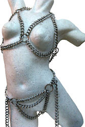 Kinksters Σετ Ερωρούχων απο Χοντρή Αλυσίδα Sexy Κόσμημα Ασημί
