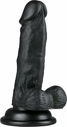 Dildo negru cu ventuză & testicule Dildo realist cu Testicule și Ventuză Negru 19cm