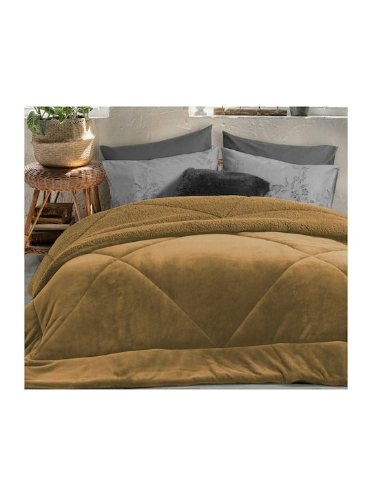 Nef-Nef Homeware Duvet Queen with Hollowfiber Filling 220x240cm Storm Mustard 180 GSMGsm