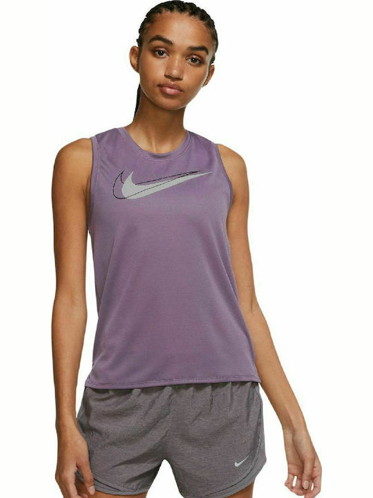 Nike Dri-Fit Swoosh Run Αμάνικη Γυναικεία Αθλητική Μπλούζα Λιλά