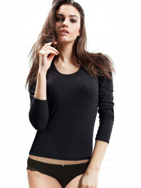 Miorre 0190 Langärmelig Schwarz Damen T-Shirt