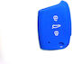 Silicone Car Key Cover Case with 3 Buttons for Seat / Skoda / VW Blue