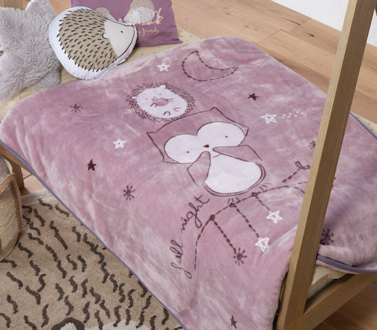Nef-Nef Homeware Κουβέρτα Αγκαλιάς & Λίκνου Forest Friends Fleece Ροζ 75x100εκ.