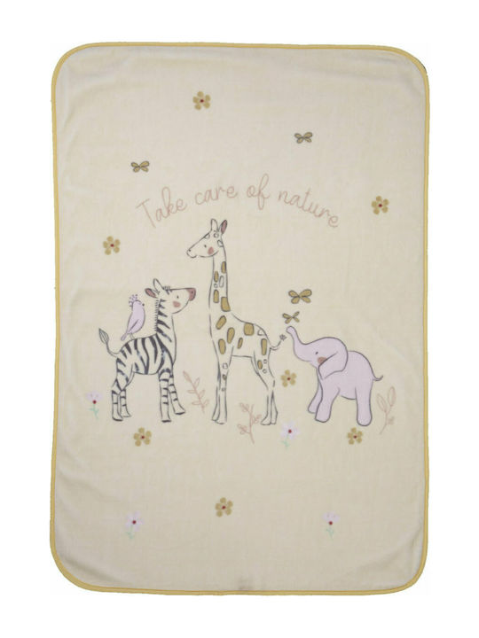 Nef-Nef Homeware Blanket Cot Take Care Nature Fleece Yellow 100x140cm