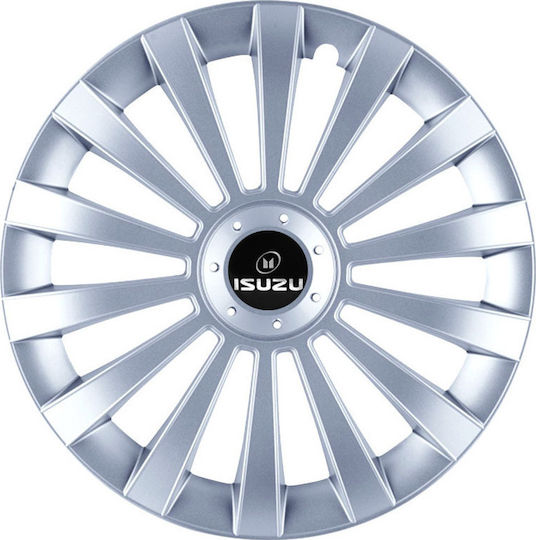 Jestic Car Hubcap Set Meridian with Isuzu Emblem 15" 4pcs Silver