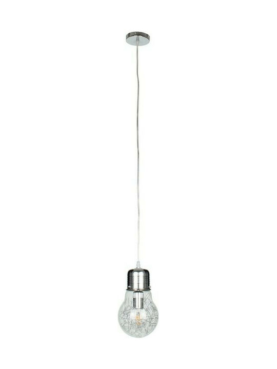 GloboStar Lamp Pendant Light Suspension for Socket E27 Silver