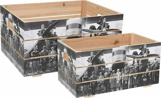 JK Home Decoration Διακοσμητικό Καφάσι Κήπου Ξύλινο με Αεροπλάνο 2τμχ 47x34x24cm-40x27x20cm 47x34x24εκ. 2τμχ 078022