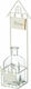 JK Home Decoration White Metal Base With Glass Wall Decoration Garden Metal 7cmx8cmx30cm 54797