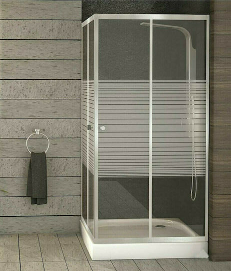 Drop Kabine für Dusche mit Schieben Tür 80x80x193cm Serigrafato
