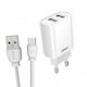 Remax Charger with 2 USB-A Ports and Cable USB-C Whites (RP-U35)
