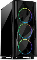 Inter-Tech A-3401 Chevron Gaming Full Tower Computer Case with RGB Lighting Black