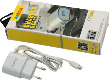 Andowl Ladegerät mit USB-A Anschluss und Kabel Micro-USB Weißs (QY-C053)