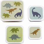 A Little Lovely Company Plastik Kinder Lunchset Dinosaurier Mehrfarbig
