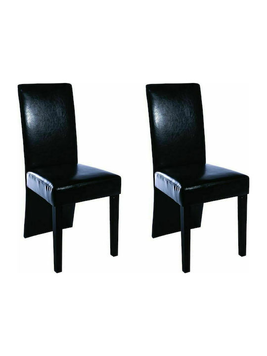 Dining Room Artificial Leather Chair Black 43x53x93cm 2pcs