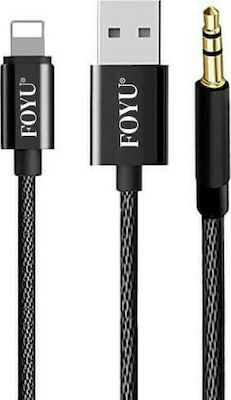 Foyu FO-S039 Braided 3.5mm to Lightning Cable Μαύρο 1m