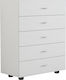 Wooden Chest of Drawers with 5 Drawers Λευκή 80x40x100cm