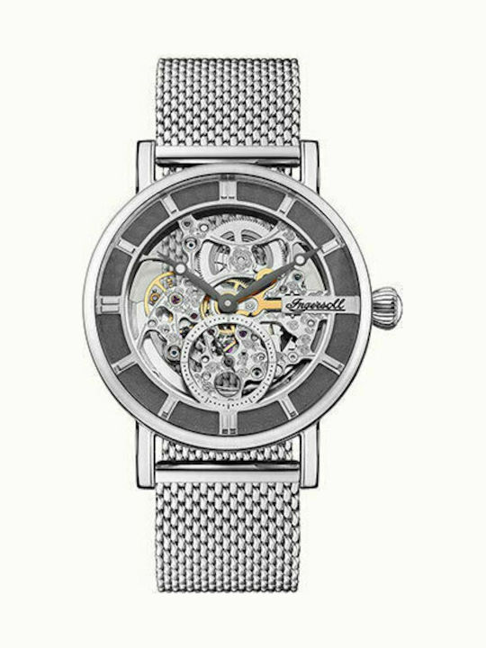 Ingersoll Herald Ανδρικό Ρολόι 40mm Αυτόματο με Ασημί Μεταλλικό Μπρασελέ