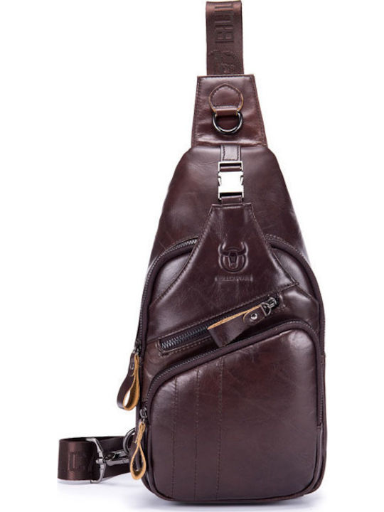 Leather Men's Bag Sling Dark Brown