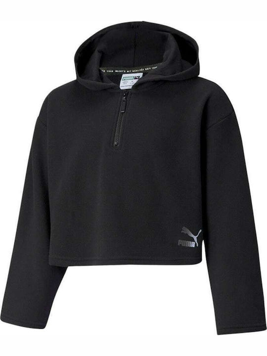 Puma Kids Cropped Sweatshirt with Hood Black