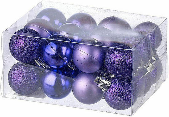Set of 48 Purple Plastic Ball Ornaments