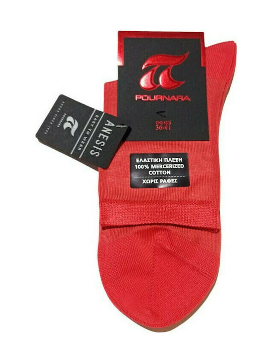 Pournara Γυναικείες Μονόχρωμες Κάλτσες Κόκκινες