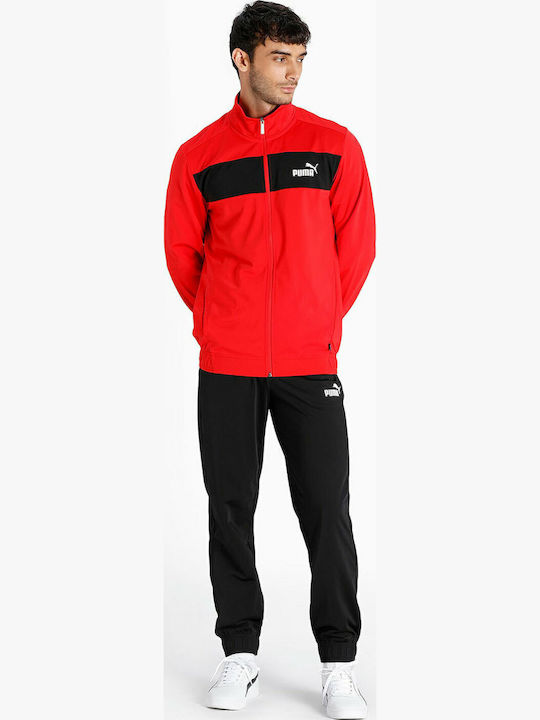 Poly Tracksuit Glossy with Elastic Red / Black