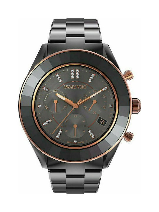 Swarovski Octea Lux Sport Ρολόι Χρονογράφος Μπαταρίας με Μεταλλικό Μπρασελέ σε Μαύρο χρώμα