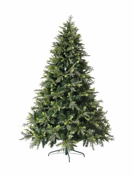 Woodland Spruce Christmas Green Tree with Metallic Base and Built in Branches H210cm