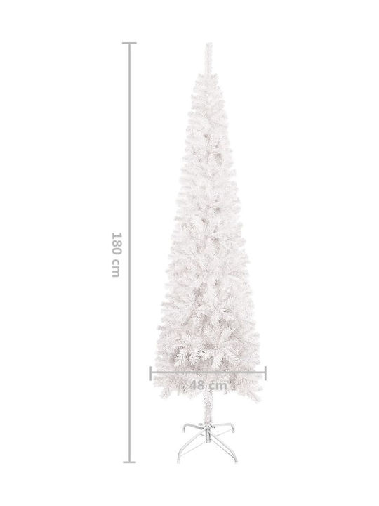 Χριστουγεννιάτικο Δέντρο Λευκό Χιονισμένο Slim 180εκ με Μεταλλική Βάση