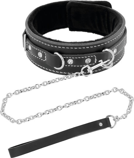 Darkness Black Furry Collar With Leash Collar in Black Color