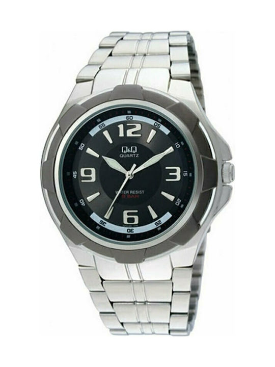 Q&Q Watch Battery with Silver Metal Bracelet