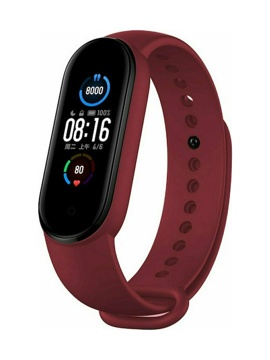 Devia Deluxe Sport Strap Curea Silicon cu Pin Vin roșu (Mi Smart Band 5/Mi Smart Band 6)