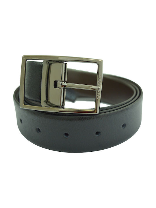 Hugo Boss Men's Leather Double Sided Belt Μαύρη / Καφέ