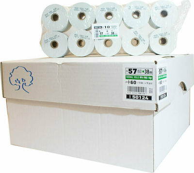 Typotrust Termică Bandă de hârtie Registru de casă L57xΔ60mm cu Lungime 38m 48gr/m² 60buc