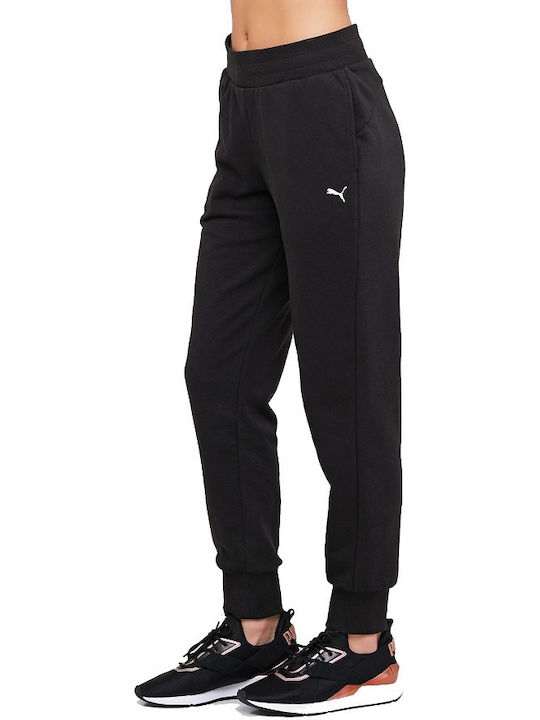 PUMA Ψηλόμεσο Παντελόνι Φόρμας με Λάστιχο Μαύρο